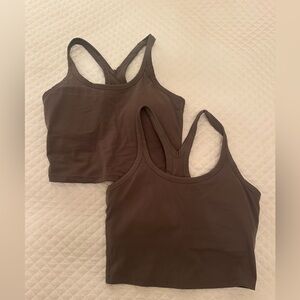 Army Green Racerback Crop Tops